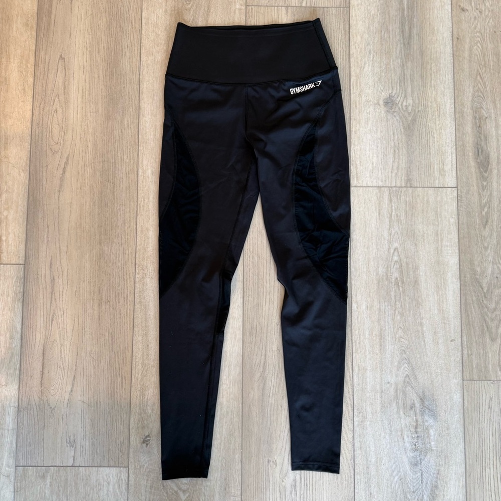 Gymshark Black Workout Yoga Sporty Leggings With Mesh Accents‎ Women’s Small EUC